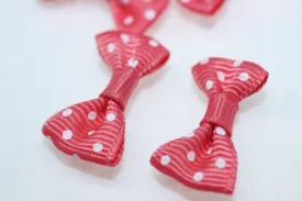 10 pcs Bow Tie Clasp - Grosgain Bow Tie - Bow Tie Ribbon - Dotted Rose Bow Tie - 25 mm x 15 mm - Trimming Mini Bow Tie - Sewing Supplies
