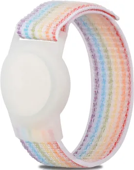 2 Pack Kids Wristband for AirTag, Nylon Watch Band GPS Tracker Holder Protective Case Compatible with Apple Air Tag, Adjustable Anti-lost Bracelet for Toddler Baby Children Elders