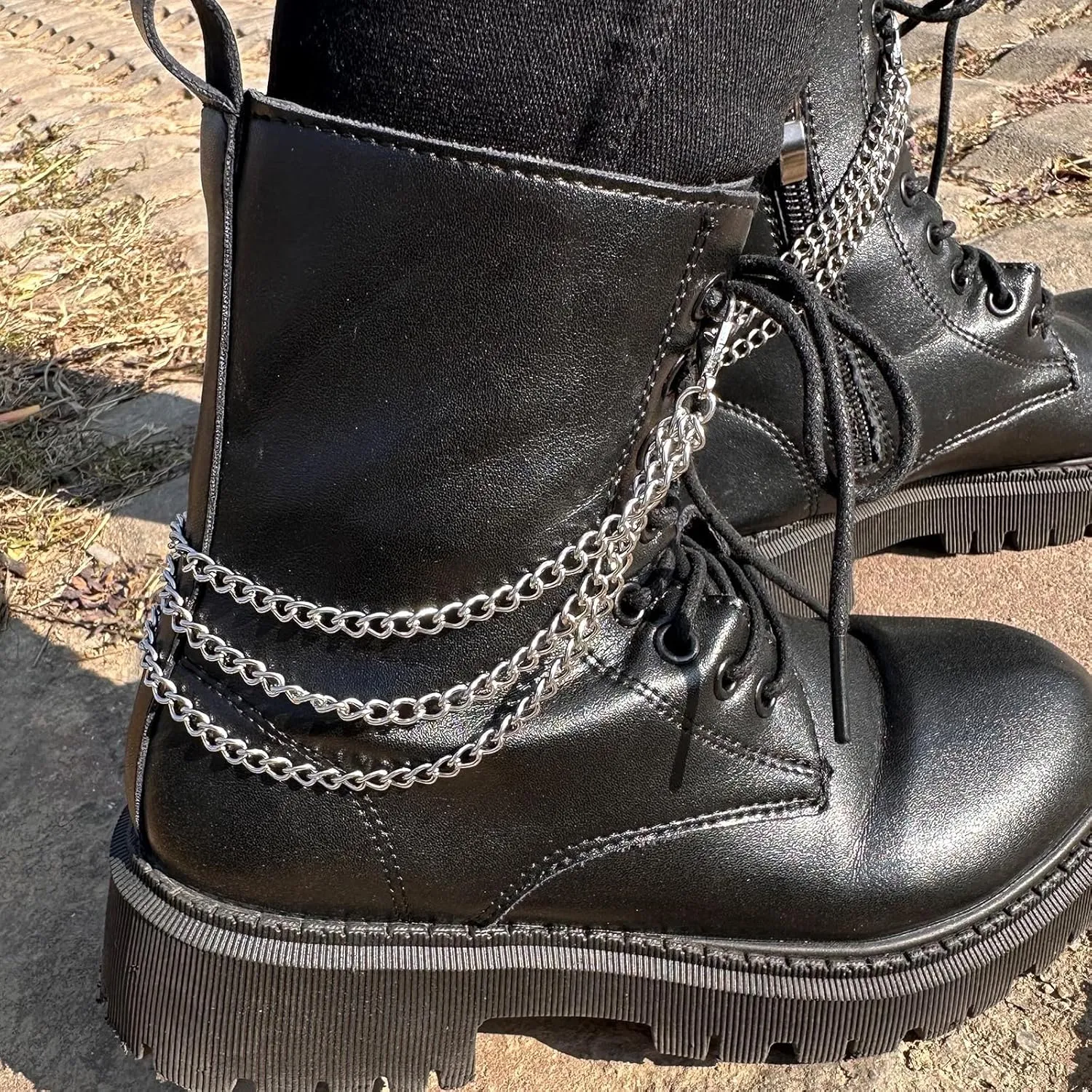 2PCS Shoe Charms Chain Shoelace Chains DIY Punk Shoe Accessories Decoration for Boot Sneaker Bag Handbags Pants Chain Keychain Cool Party for Girl Women