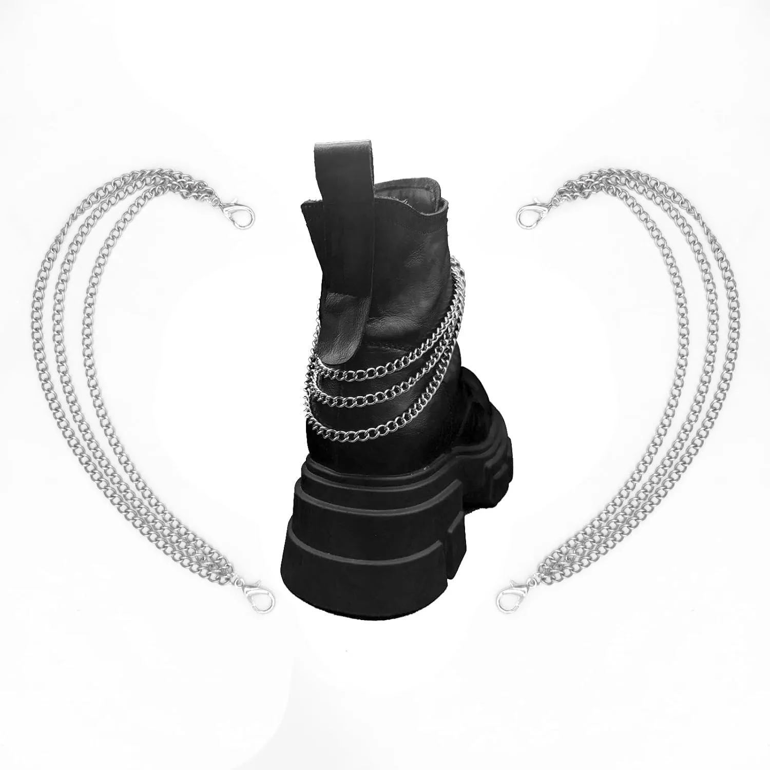 2PCS Shoe Charms Chain Shoelace Chains DIY Punk Shoe Accessories Decoration for Boot Sneaker Bag Handbags Pants Chain Keychain Cool Party for Girl Women
