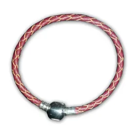 8.0" High Quality Dark Red Real Leather Bracelet For European Snake Chain Charms