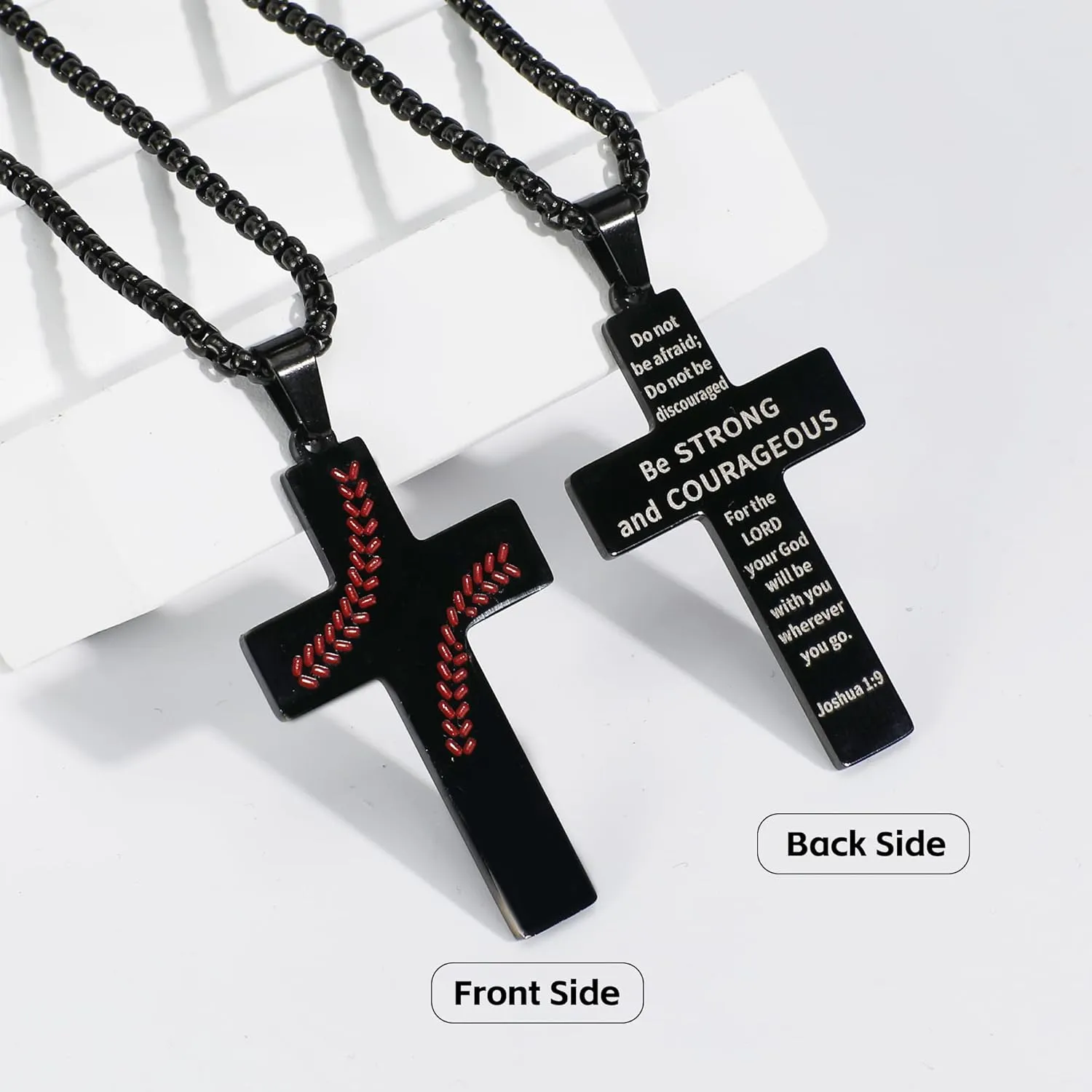 Baseball Cross Necklace for Men.Graduation Necklaces Gifts.Stainless Steel Inspirational Bible Verse Cross Pendant Chain.Father's Day Birthday Gifts for Men
