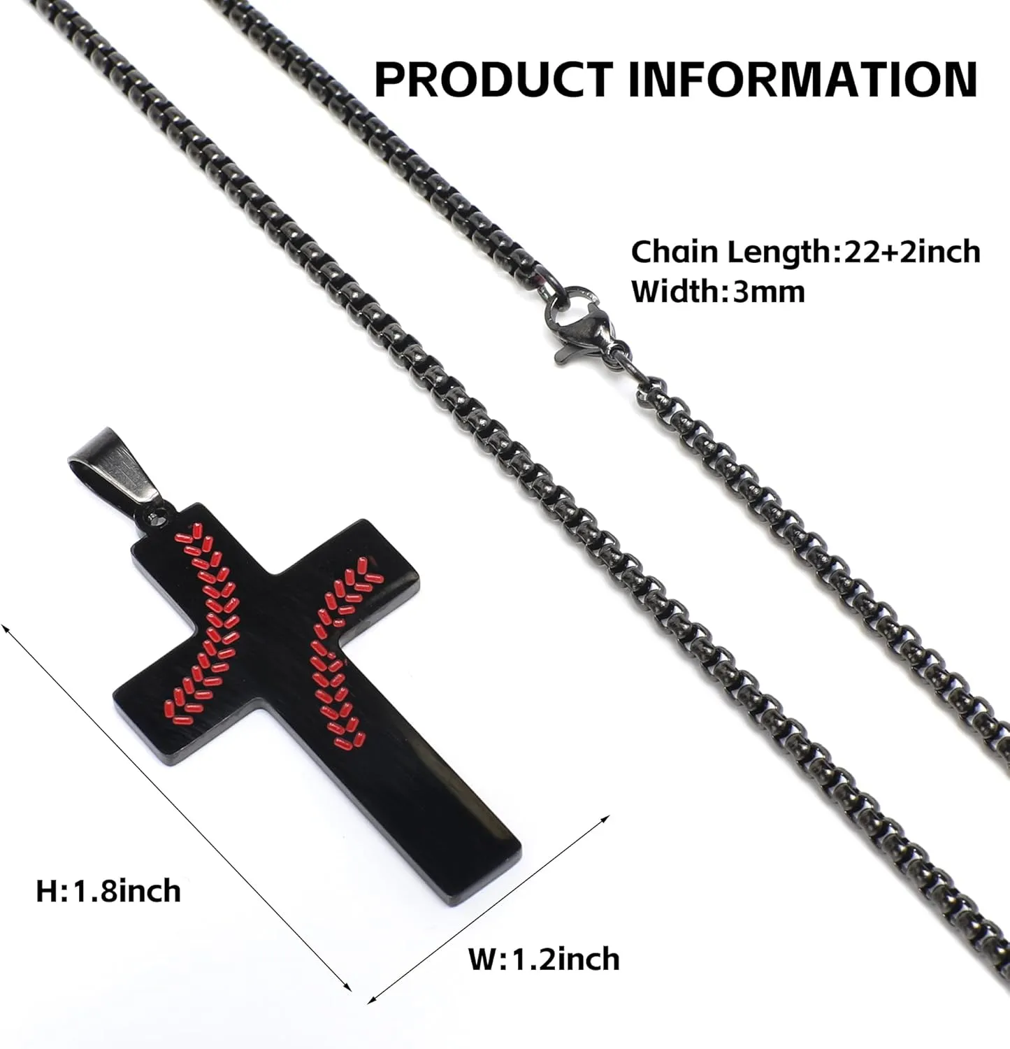 Baseball Cross Necklace for Men.Graduation Necklaces Gifts.Stainless Steel Inspirational Bible Verse Cross Pendant Chain.Father's Day Birthday Gifts for Men