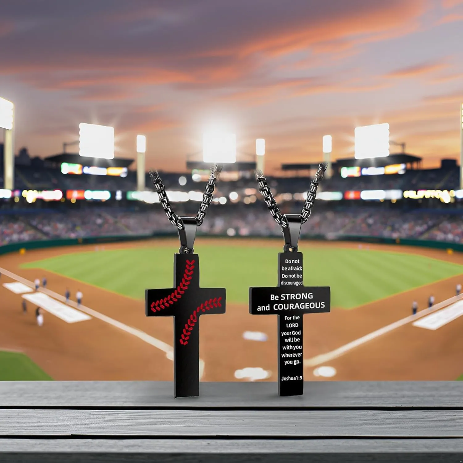Baseball Cross Necklace for Men.Graduation Necklaces Gifts.Stainless Steel Inspirational Bible Verse Cross Pendant Chain.Father's Day Birthday Gifts for Men