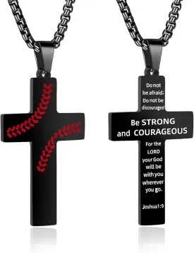 Baseball Cross Necklace for Men.Graduation Necklaces Gifts.Stainless Steel Inspirational Bible Verse Cross Pendant Chain.Father's Day Birthday Gifts for Men