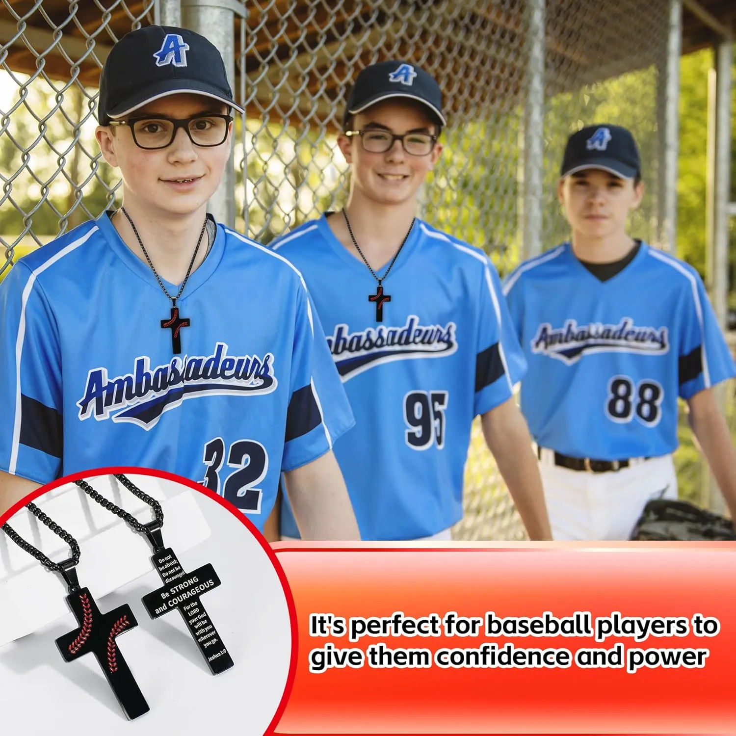 Baseball Cross Necklace for Men.Graduation Necklaces Gifts.Stainless Steel Inspirational Bible Verse Cross Pendant Chain.Father's Day Birthday Gifts for Men