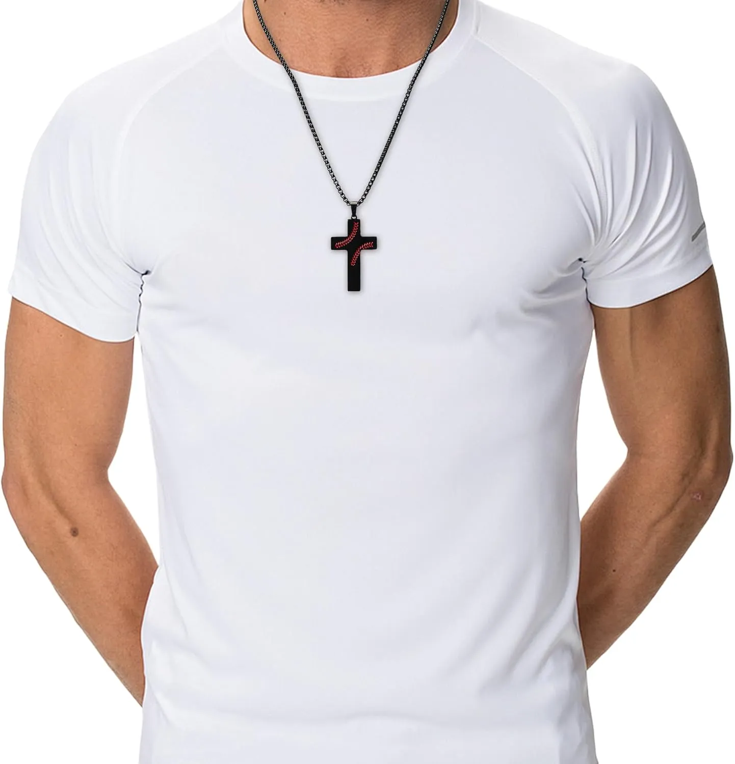 Baseball Cross Necklace for Men.Graduation Necklaces Gifts.Stainless Steel Inspirational Bible Verse Cross Pendant Chain.Father's Day Birthday Gifts for Men