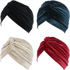 beauty YFJH Pleated Stretch Ruffle Women's Velvet Chemo Turban Hat Wrap Cover