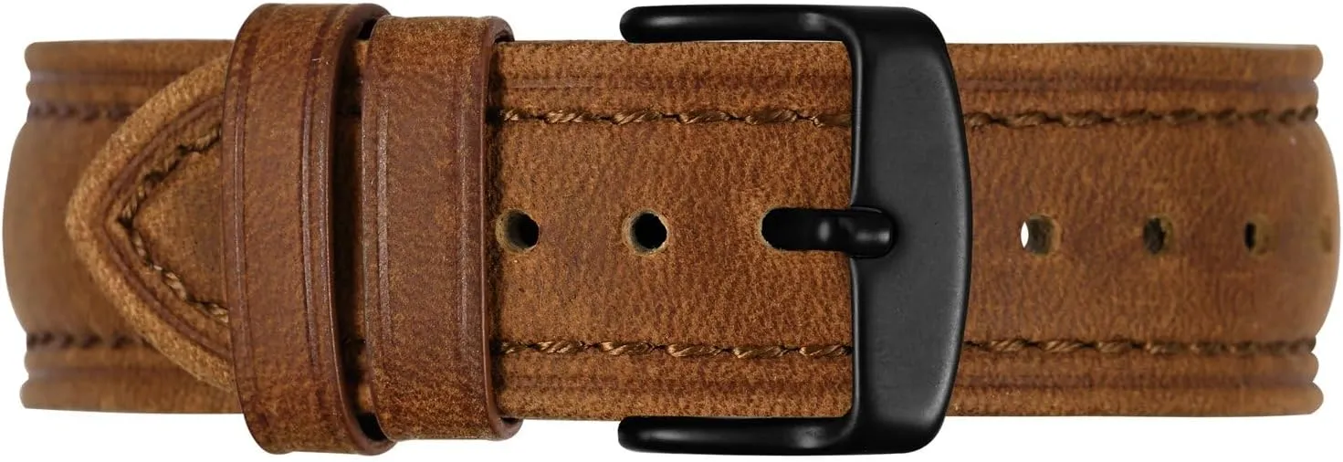 BISONSTRAP Extra Long Watch Bands 18mm 20mm 22mm 24mm, Leather Watch Straps for Men, XL Replacement Strap for Large Wrists