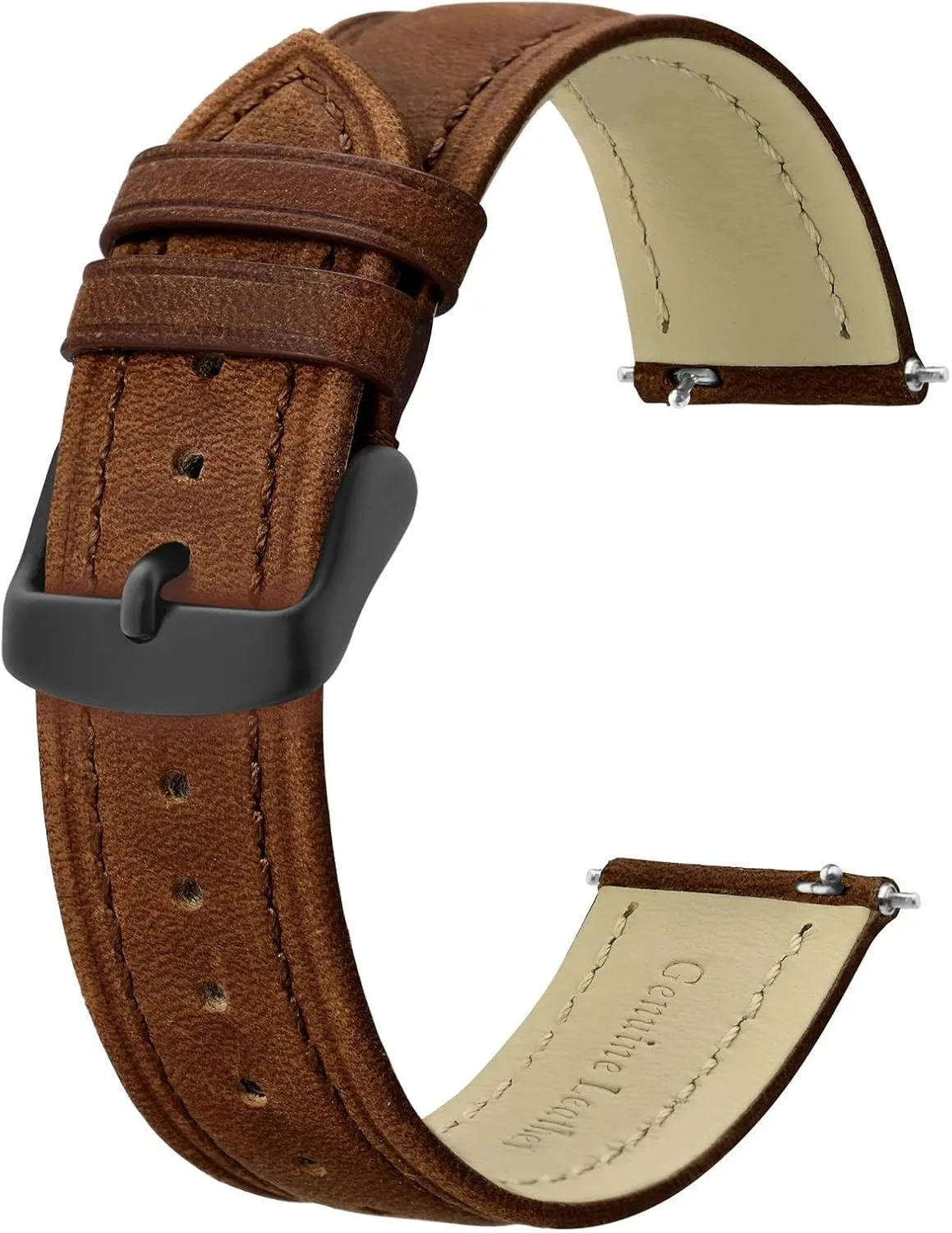 BISONSTRAP Extra Long Watch Bands 18mm 20mm 22mm 24mm, Leather Watch Straps for Men, XL Replacement Strap for Large Wrists