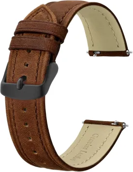 BISONSTRAP Extra Long Watch Bands 18mm 20mm 22mm 24mm, Leather Watch Straps for Men, XL Replacement Strap for Large Wrists