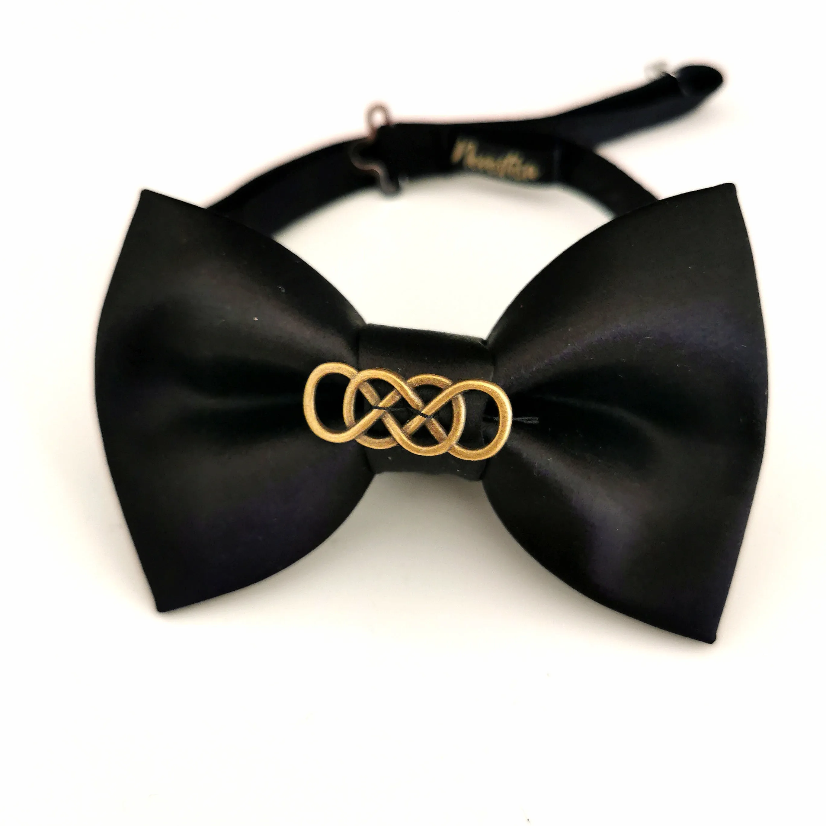 Black satin mens bow tie