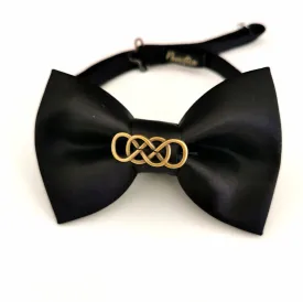 Black satin mens bow tie