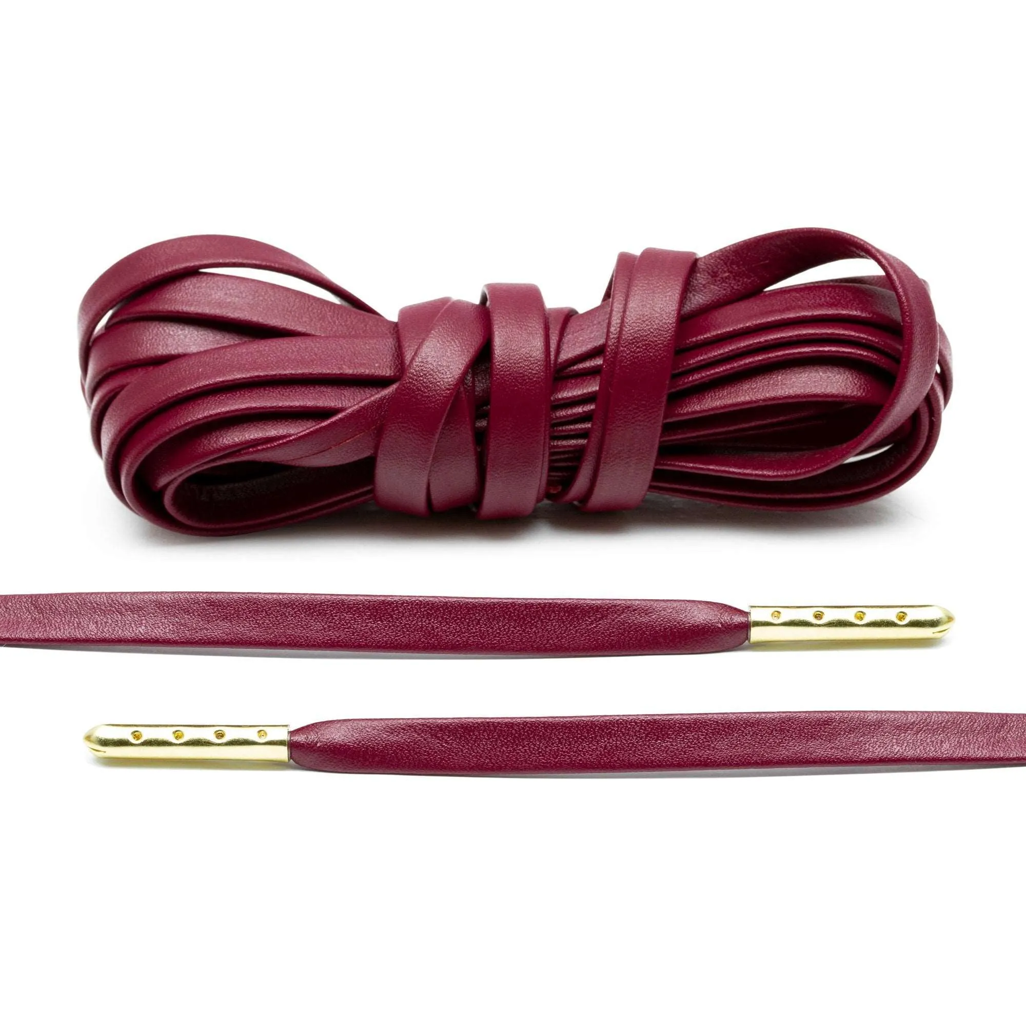 Burgundy Luxury Leather Laces - Gold Plated