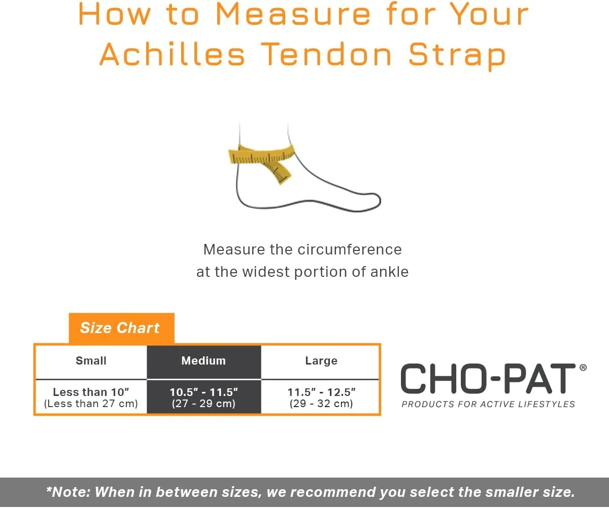 Cho-Pat Achilles Tendon Strap, Developed with Sports Medical Professionals at Mayo Clinic to Reduce Stress & Alleviate Achilles Tendonitis Pain, Small