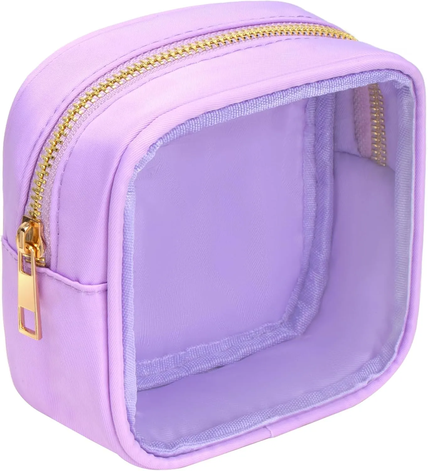 Clear Makeup Bag for Purse - Small Cosmetic Bag, Toiletry Bags, Cute Travel Makeup Bag, Coin Purse, Car Accessories Organizer - Storage Travel Essentials for Women & Girls (Clear-Purple)
