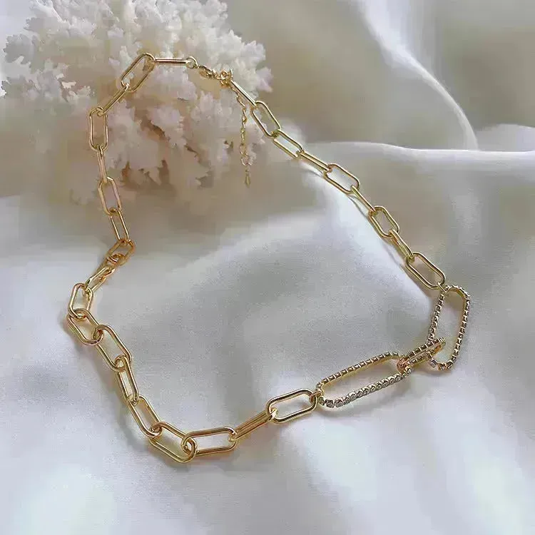 Cold Wind Zircon Gold Chain Necklace for women