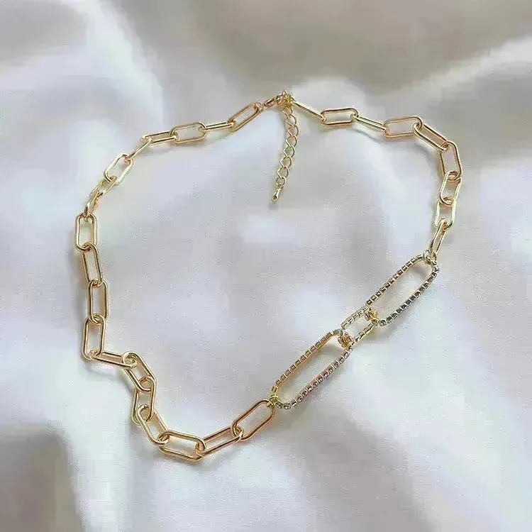 Cold Wind Zircon Gold Chain Necklace for women