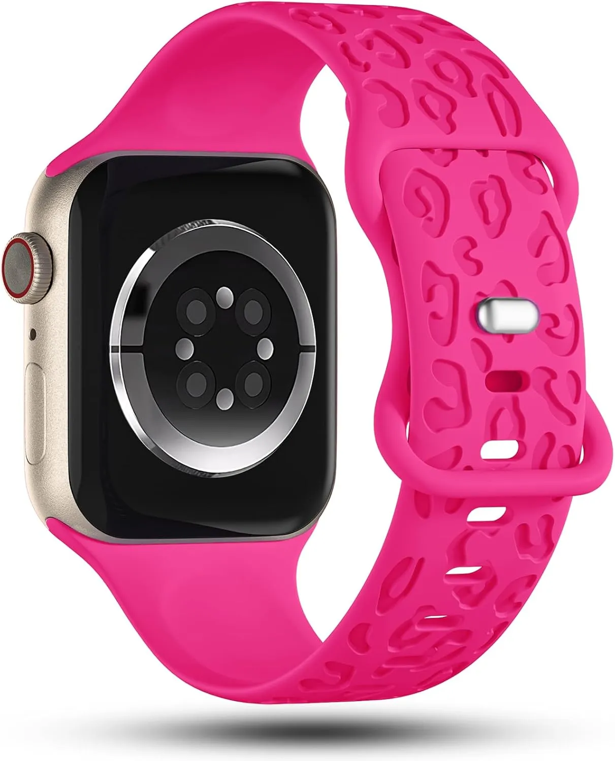CreateGreat Engraved Bands Compatible with Apple Watch Band 40mm 41mm 38mm 42mm 44mm 45mm 46mm 49mm, Leopard Pattern Soft Silicone Strap Compatible with iWatch Series 10 9 8 7 6 5 4 3 2 1 SE Ultra