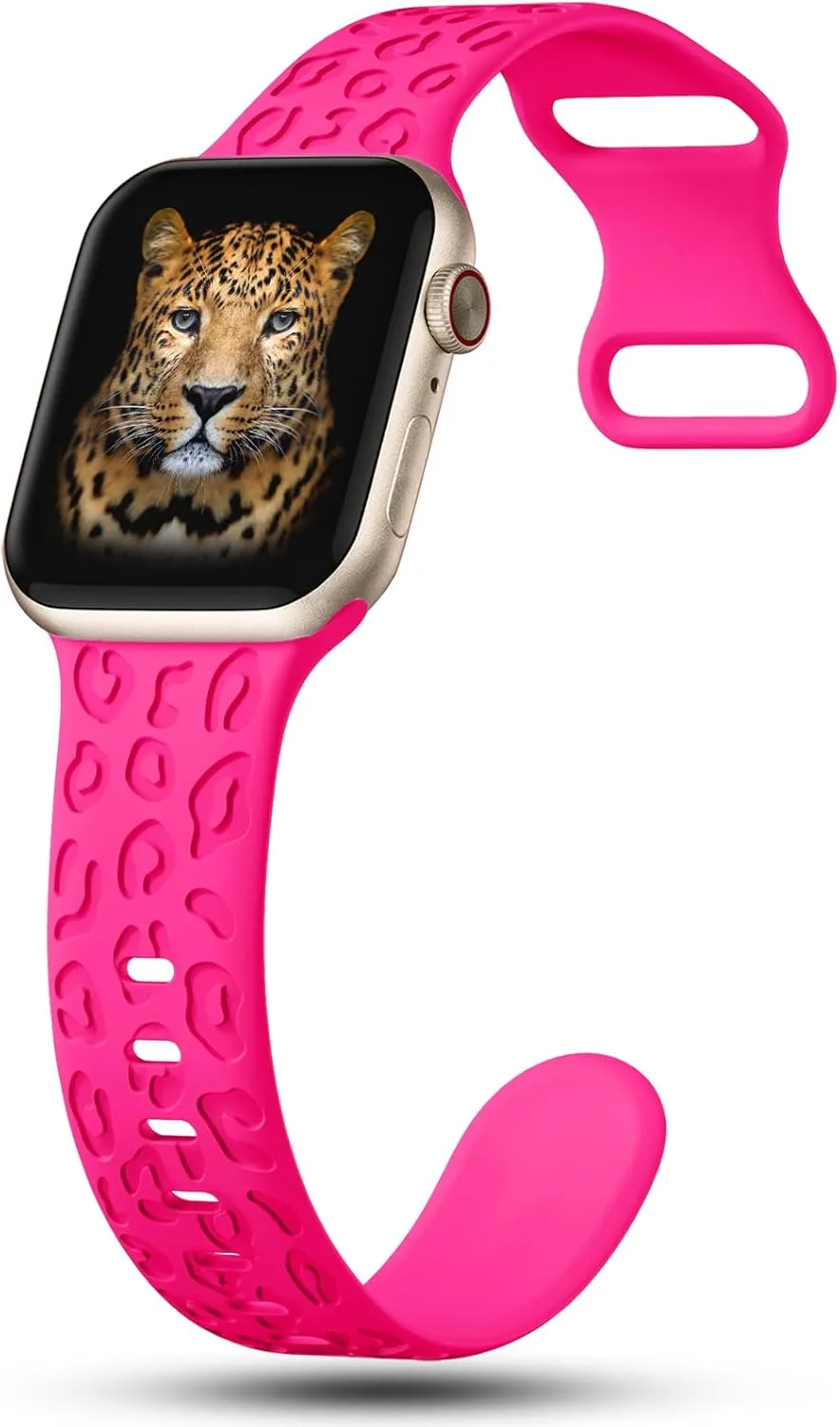 CreateGreat Engraved Bands Compatible with Apple Watch Band 40mm 41mm 38mm 42mm 44mm 45mm 46mm 49mm, Leopard Pattern Soft Silicone Strap Compatible with iWatch Series 10 9 8 7 6 5 4 3 2 1 SE Ultra