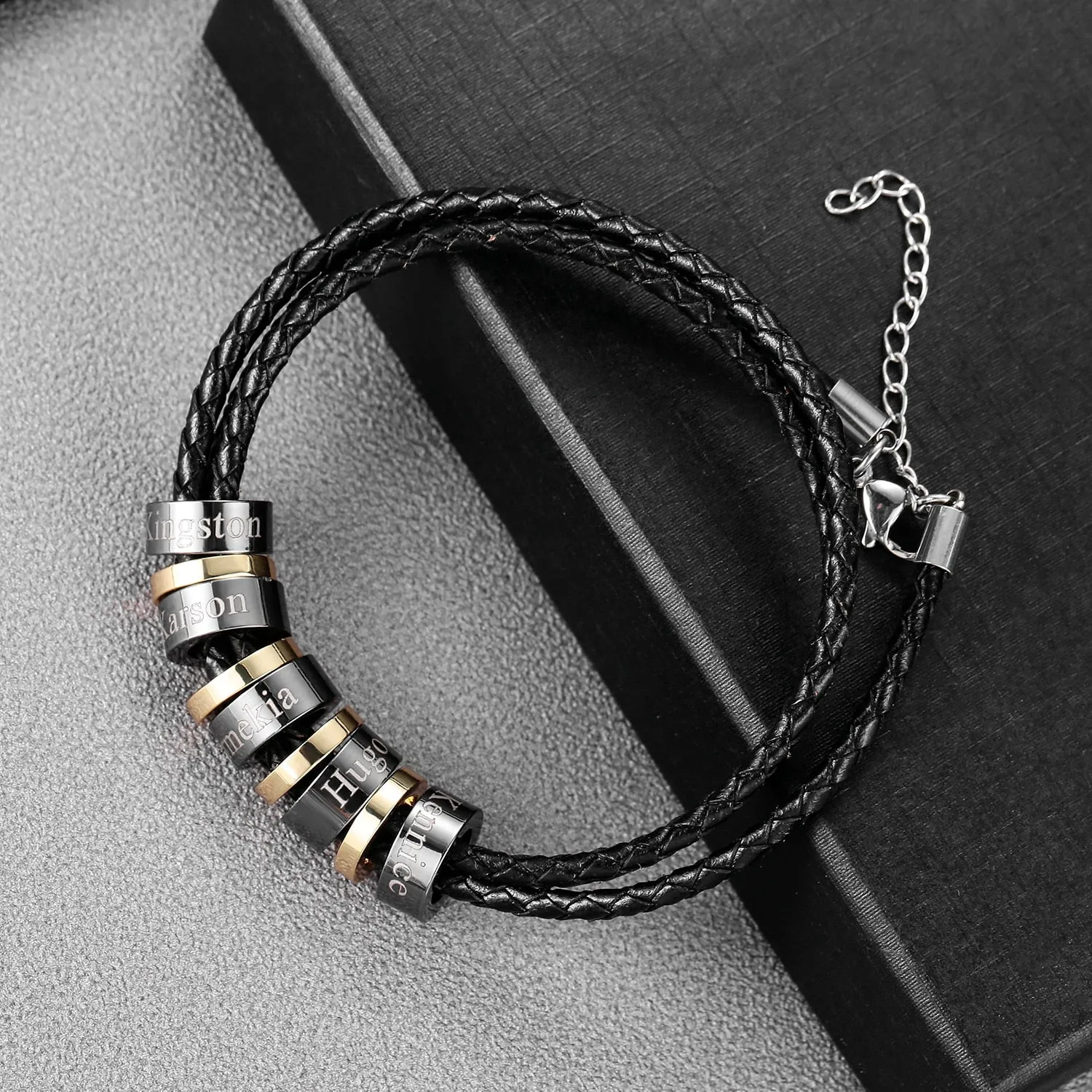 Custom Men Bracelet Black Charms Beads Bracelet