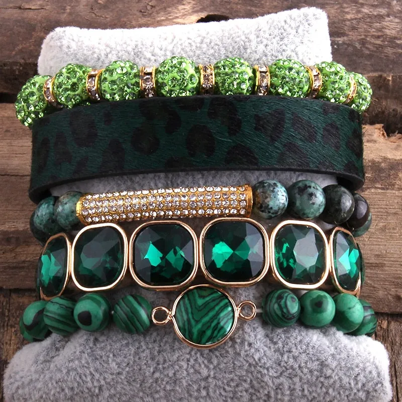 Fashion leopard Leather Bracelet Set
