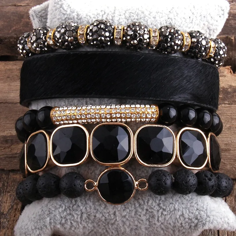 Fashion leopard Leather Bracelet Set