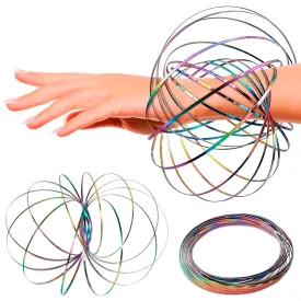 Flow Ring Spinner Ring Arm Toy 5.1" - Rugged, Corrosion Resistant Stainless Steel Geometric Sensory Spring Toy, Changing Colors, Compact Size - Comfortable Fit Magic Flow Bracelet with Calming Effect
