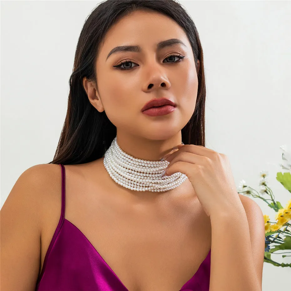 Flytonn-Alyssa Pearl Chunky Beads Chain Necklace