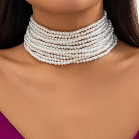 Flytonn-Alyssa Pearl Chunky Beads Chain Necklace