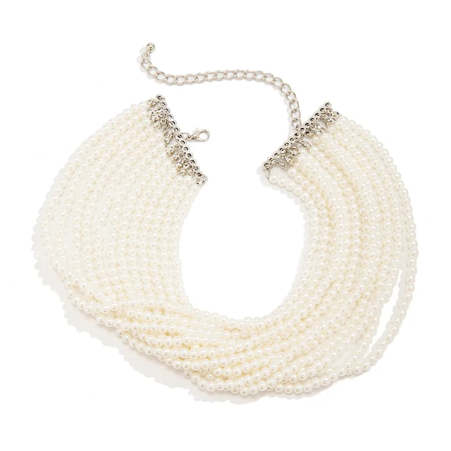 Flytonn-Alyssa Pearl Chunky Beads Chain Necklace