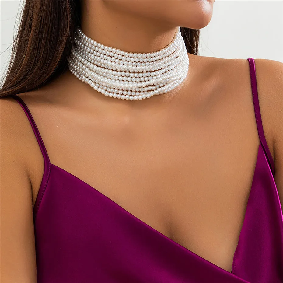 Flytonn-Alyssa Pearl Chunky Beads Chain Necklace