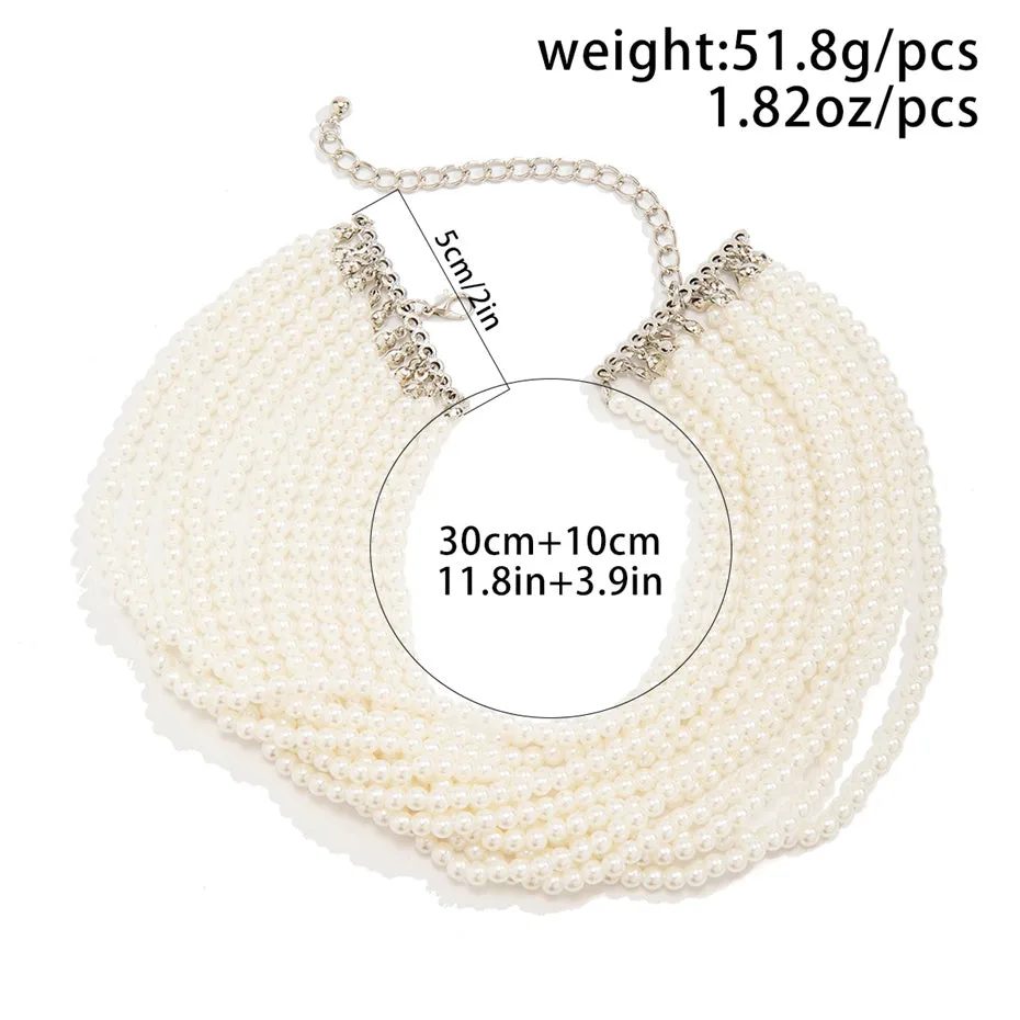 Flytonn-Alyssa Pearl Chunky Beads Chain Necklace