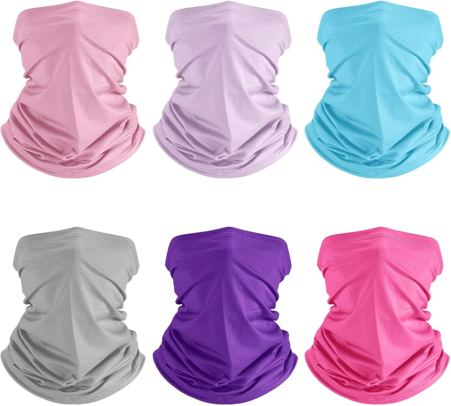Geyoga 6 Pieces Summer UV Protection Cooling Neck Gaiter Face Clothing Neck Gaiter Mask Scarf Sunscreen Breathable Bandana