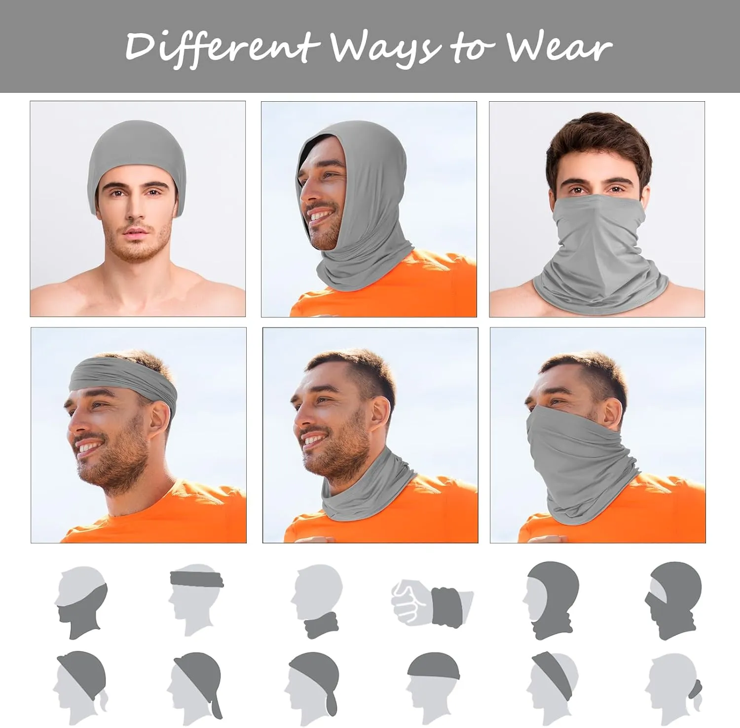 Geyoga 6 Pieces Summer UV Protection Cooling Neck Gaiter Face Clothing Neck Gaiter Mask Scarf Sunscreen Breathable Bandana