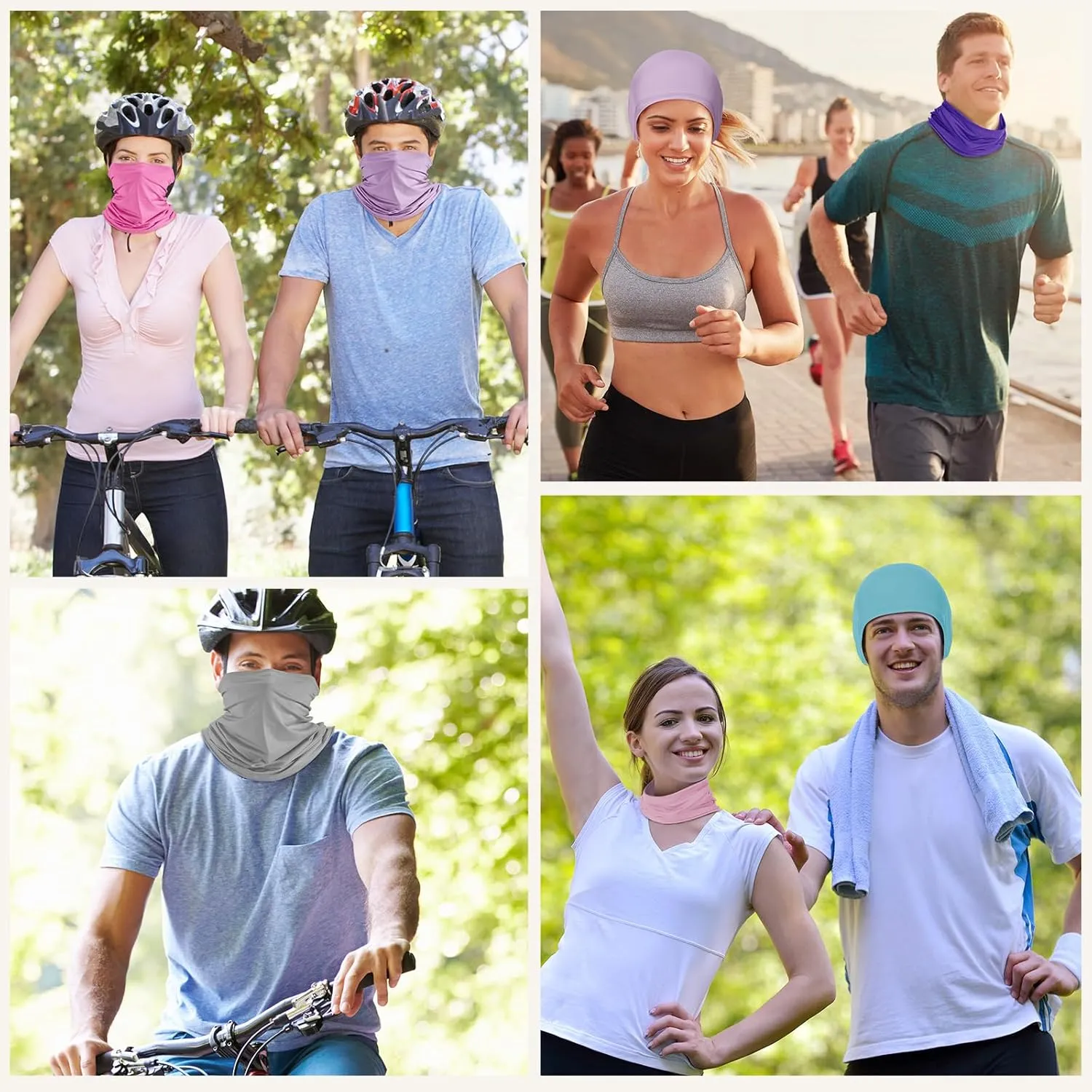 Geyoga 6 Pieces Summer UV Protection Cooling Neck Gaiter Face Clothing Neck Gaiter Mask Scarf Sunscreen Breathable Bandana