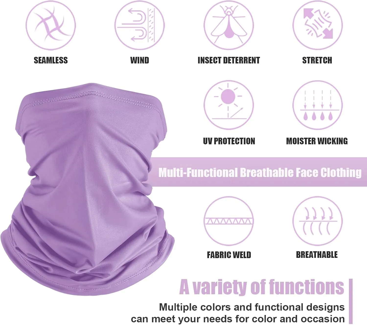 Geyoga 6 Pieces Summer UV Protection Cooling Neck Gaiter Face Clothing Neck Gaiter Mask Scarf Sunscreen Breathable Bandana