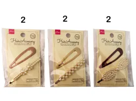 Glossy Three pin with Pearl-tone hairpin