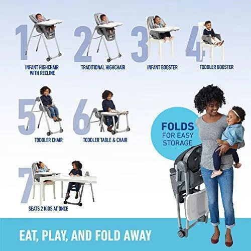 Graco Table2Table Premier Fold 7 in 1 Convertible High Chair | Converts to Dining Booster Seat, Kids Table and More, Landry