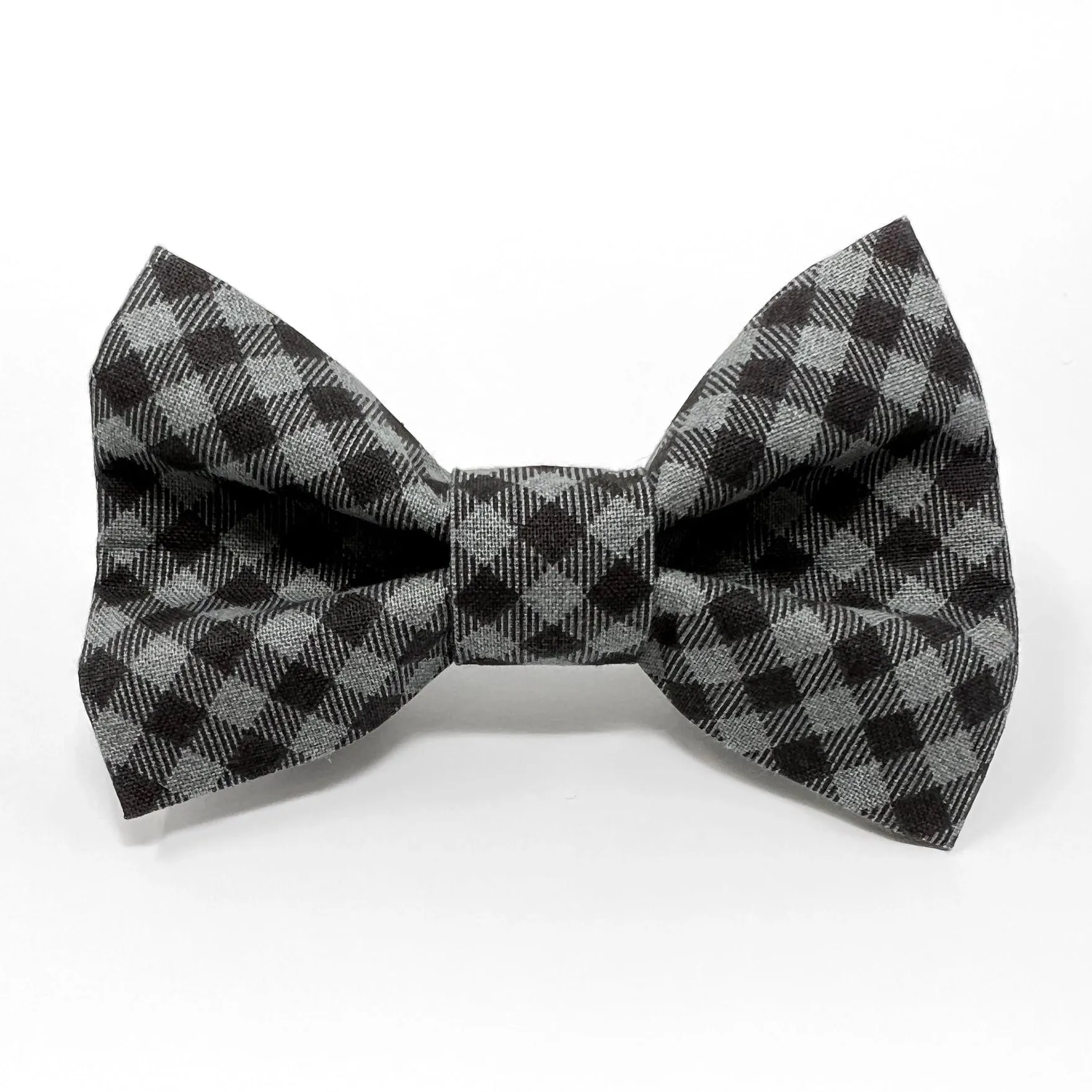 Gray and Black Check Dog Bow Tie