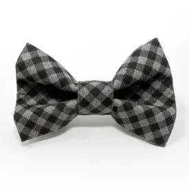 Gray and Black Check Dog Bow Tie