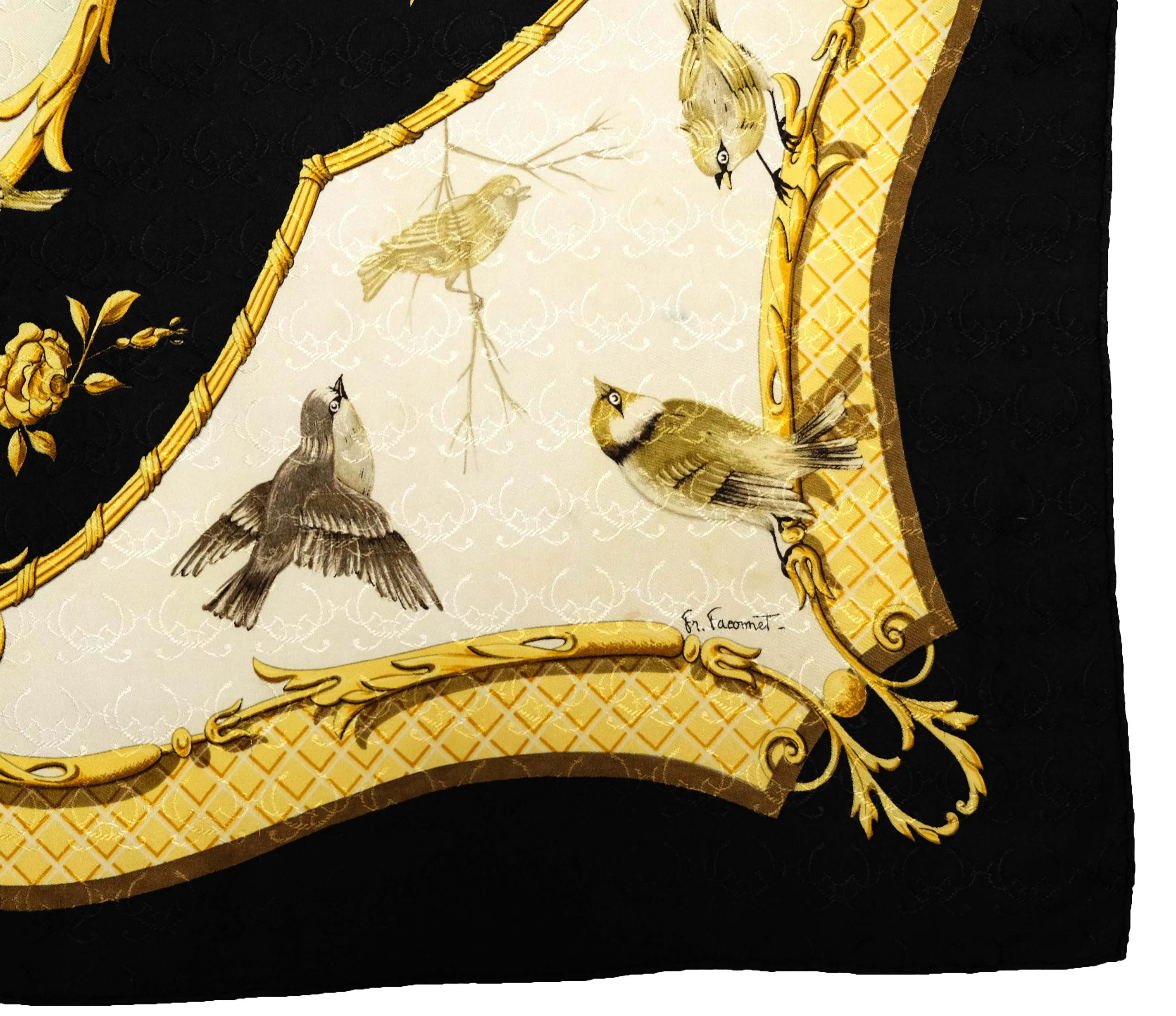 Hermes Vintage Silk Carré in Printed Silk Twill, La Clé des Champs, 1965