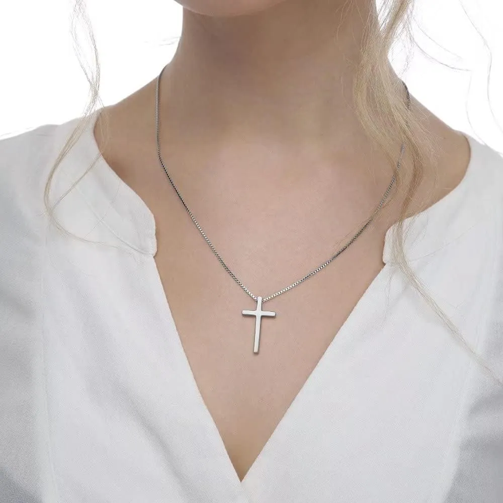 IEFSHINY Cross Necklace for Men Boys - Fathers Day Mens Gifts, Stainless Steel Cross Pendant Chain Necklaces for Men, Mens 16-30 Inches Chain Gold Silver Black Cross Necklace Jewelry Gifts