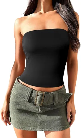 Imily Bela Womens Summer Tube Tops Strapless No Pad Clubwear Y2K Going Out Stretchy Basic Casual Cami Tops