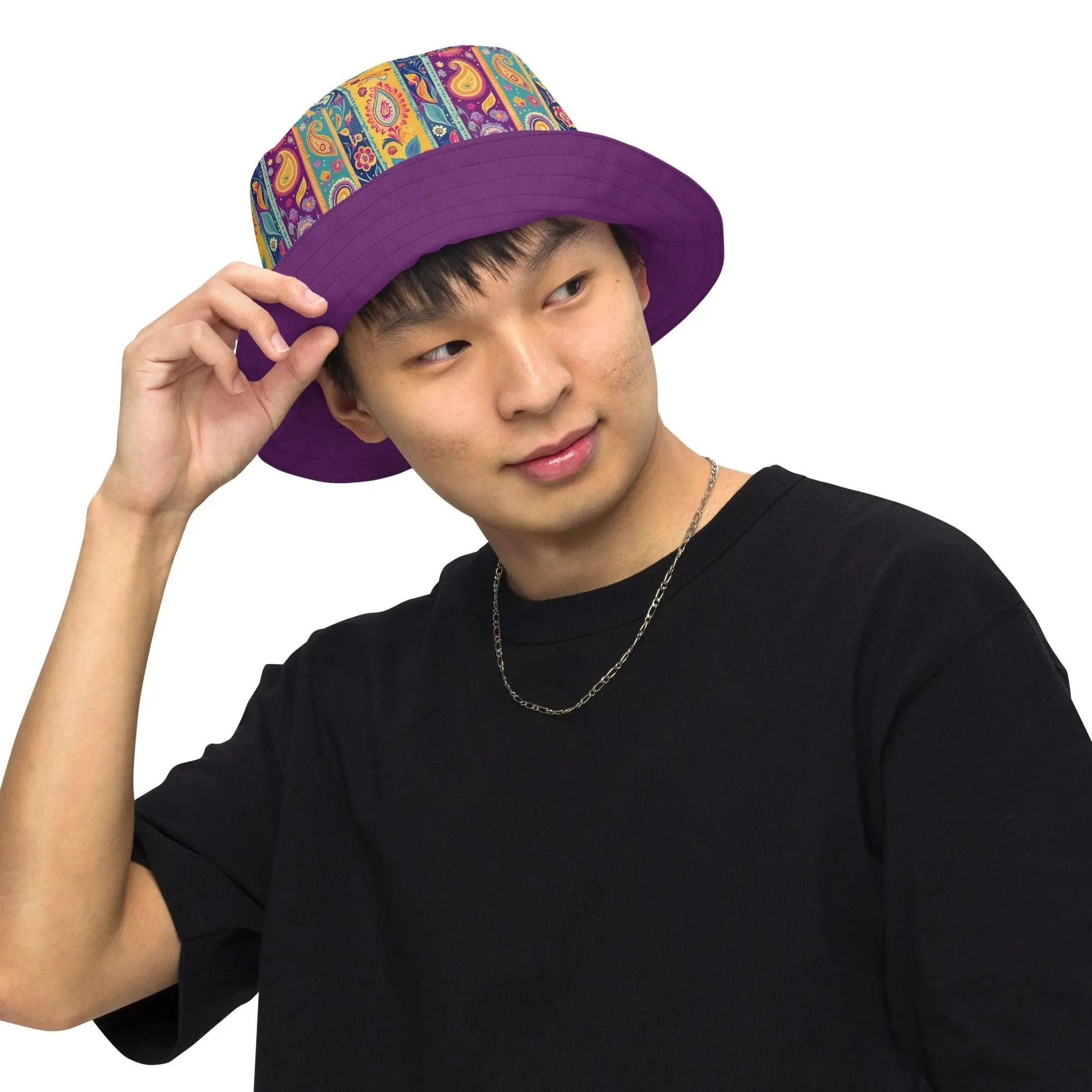 Indian Whimsical Paisley Reversible Bucket Hat