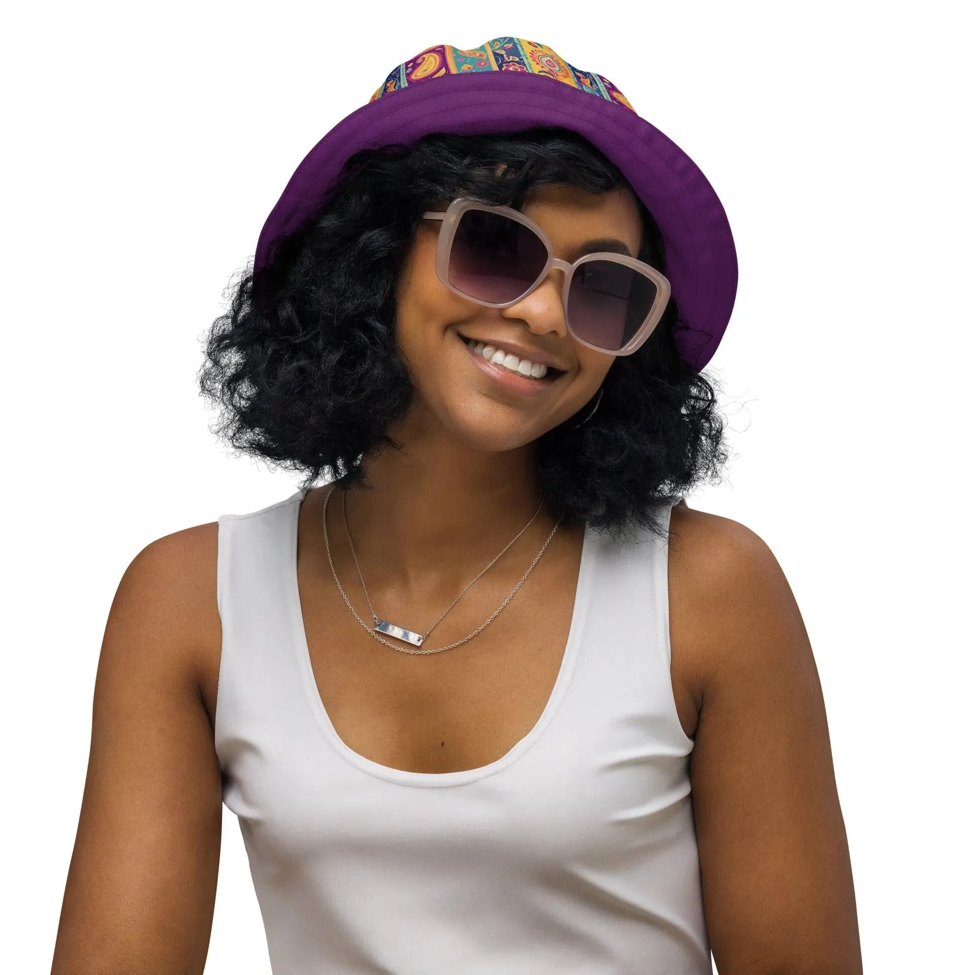 Indian Whimsical Paisley Reversible Bucket Hat