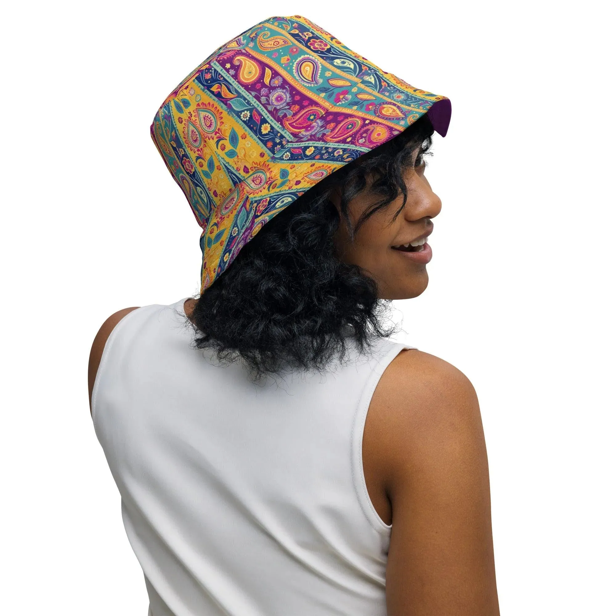 Indian Whimsical Paisley Reversible Bucket Hat