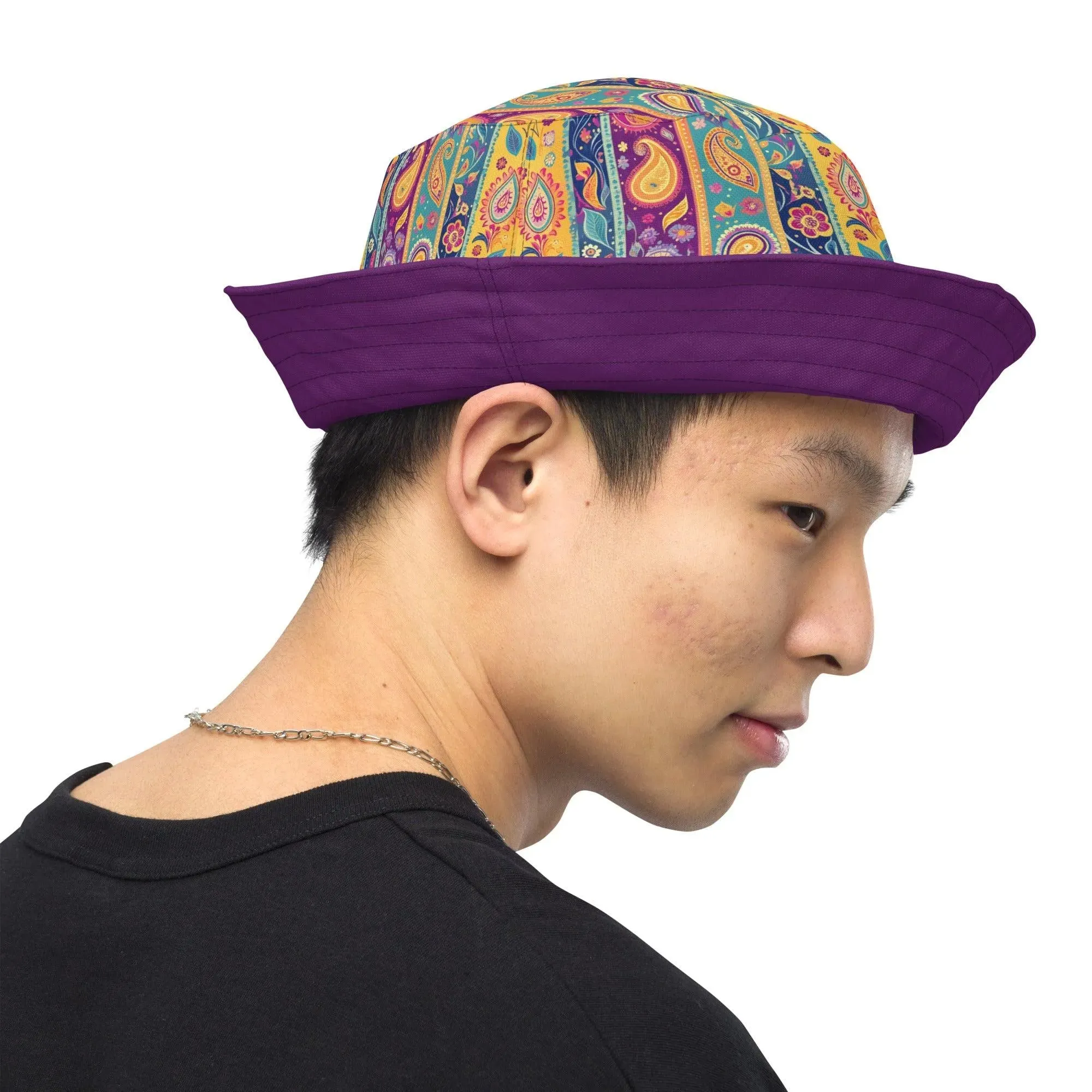 Indian Whimsical Paisley Reversible Bucket Hat