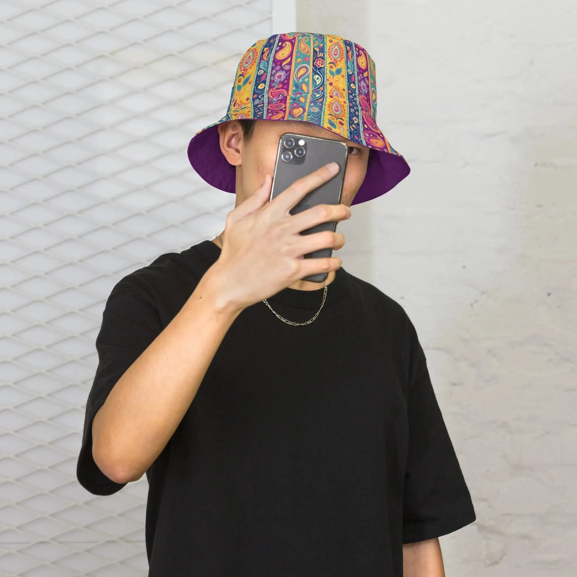 Indian Whimsical Paisley Reversible Bucket Hat