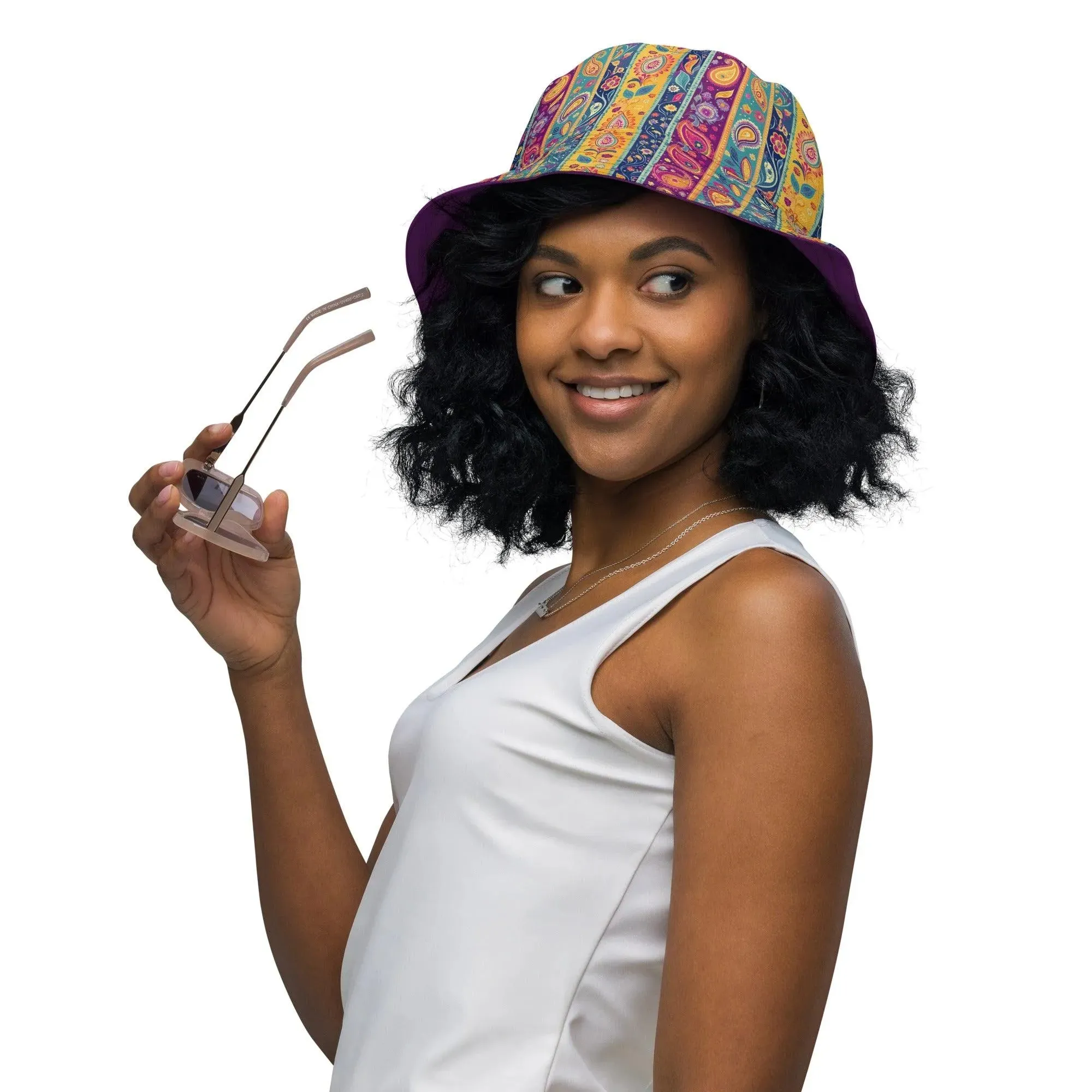 Indian Whimsical Paisley Reversible Bucket Hat